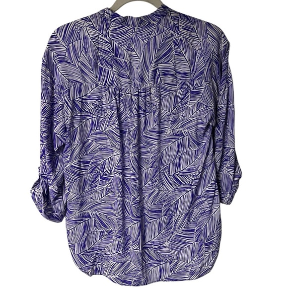Milly of New York White and Purple Print Silk Tunic Size 0 - Picture 2 of 6